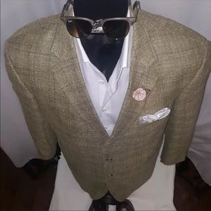 Hugo Boss 44L Olive Green Silk Linen Blazer